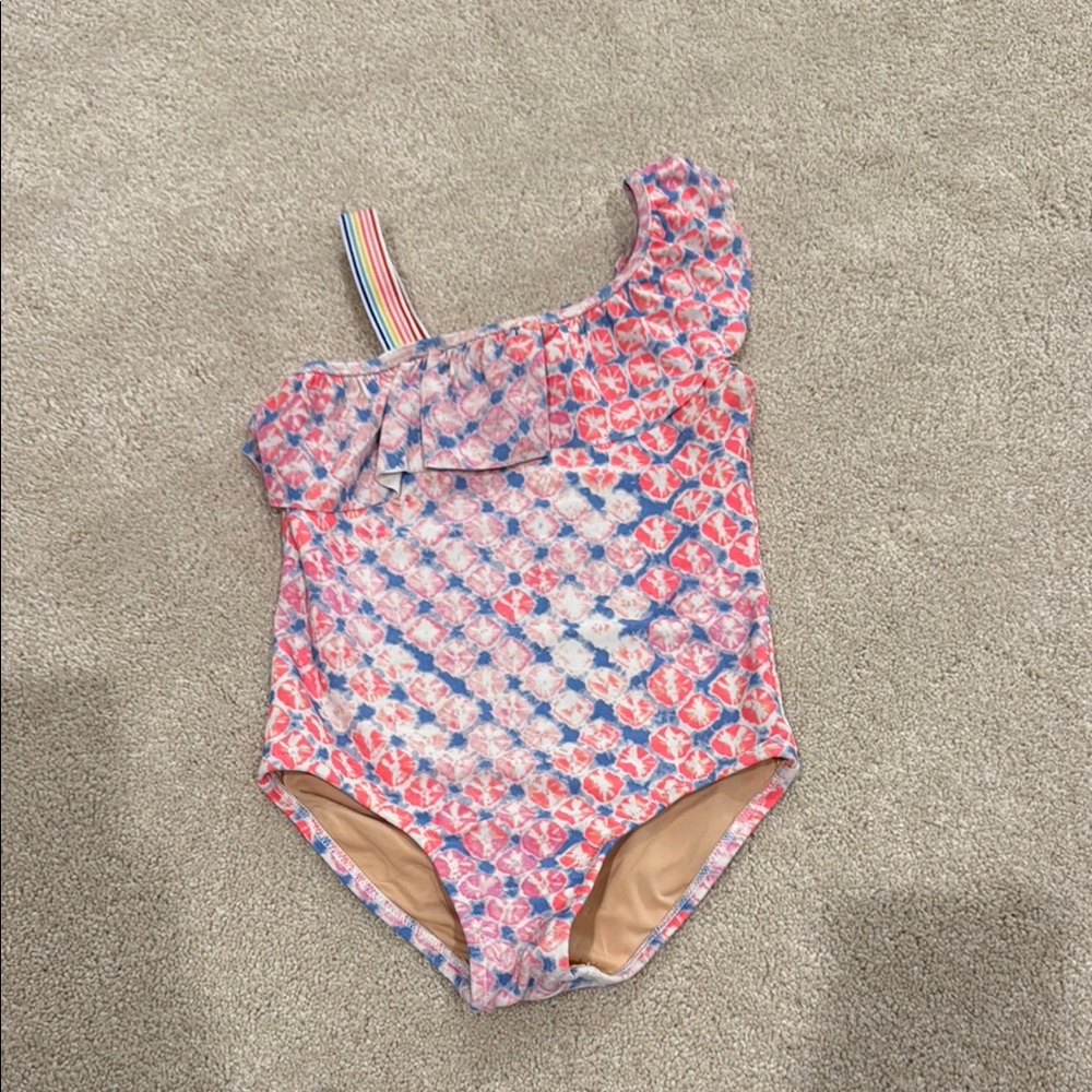 Crew Cut Colorful One-Shoulder Swimsuit